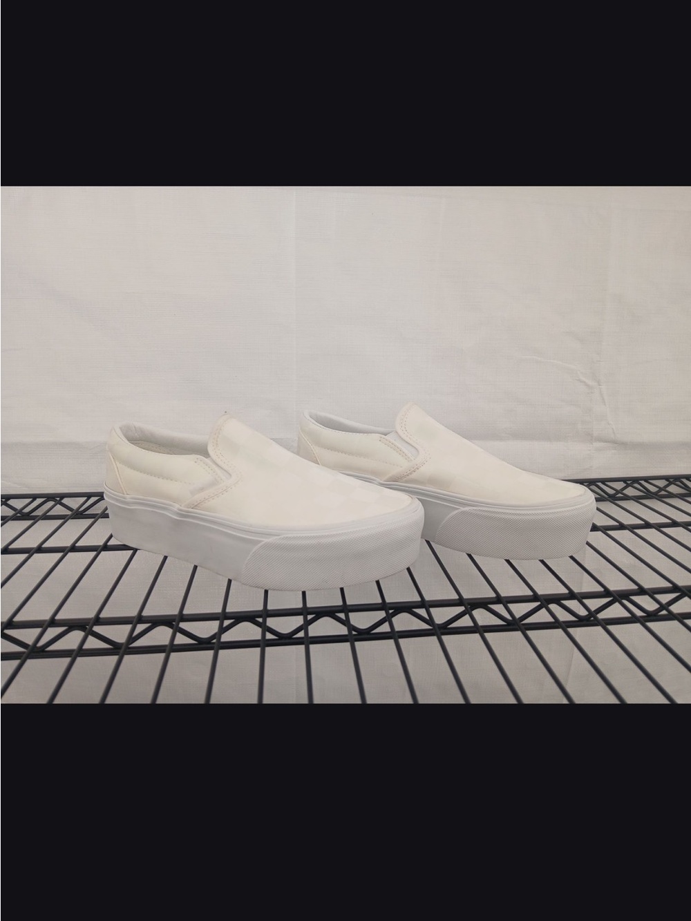 Vans White Platform Slip-On Sneakers